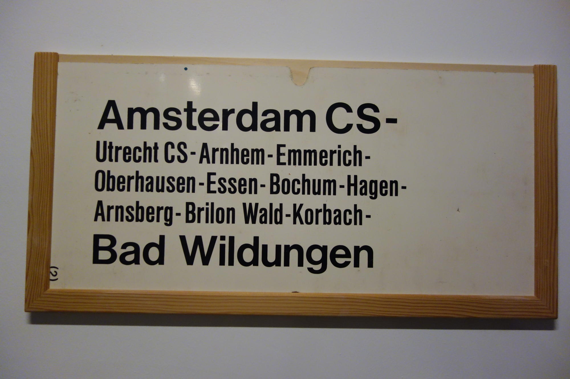 Train destination sign: A direct connection between Amsterdam and Bad Wildungen