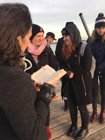 Open air reading of the Buddenbrooks by Thomas Mann at original locations