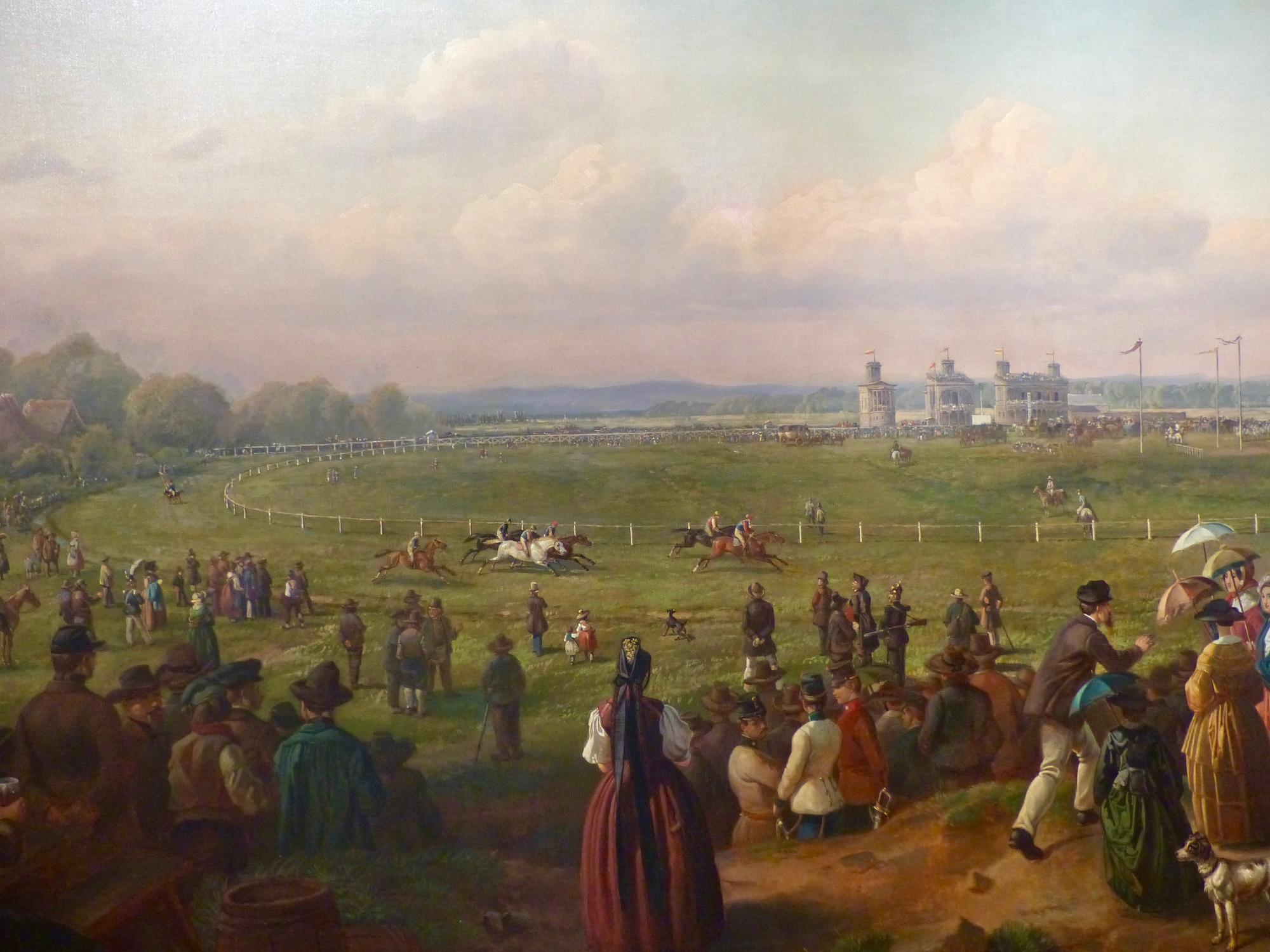 Racecourse Iffezheim. Painting by Johann Baptist Heinefetter (Baden-Baden)